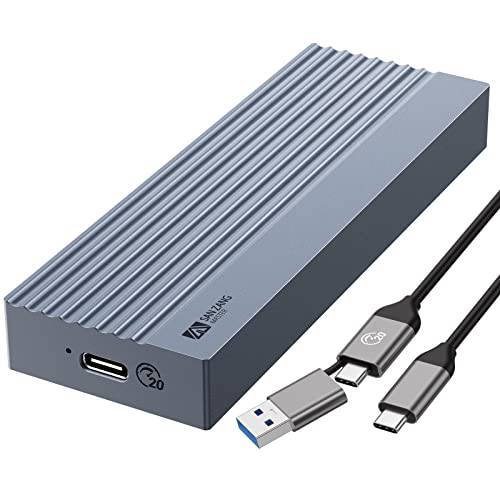 SANZANG M.2 NVMe SSD 인클로저 어댑터, 알루미늄 20Gbps USB C 3.2 Gen2x2 to NVME PCIe M-Key(B+ M 키) SSD 외장 인클로저 지원 UASP 트림 2230/ 2242/ 2260/ 2280 SSD 4TB 맥스, 그레이