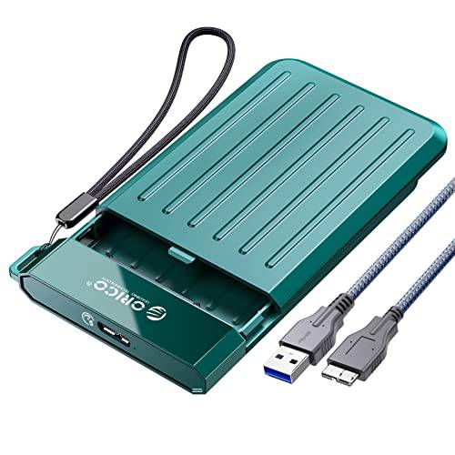 ORICO 2.5 인치 하드디스크 인클로저, 휴대용 SATA 3.0 to USB 3.1 Gen1 하드디스크 리더, 리더기 업그레이드된 케이블 2.5’’ SSD HDD on 비지니스 여행용, Up to 6TB, 지원 UASP, Green[M25U3]