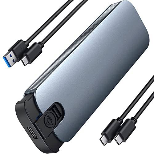 Viagkiki 알루미늄 M.2 NVME SATA SSD 인클로저 어댑터, 10Gbps USB 3.2 세대 2 인클로저 리더, 리더기, Tool-Free NVME 외장 인클로저 지원 M& B+ M 키 2242/ 2260/ 2280 ( USB C& USB A 케이블)