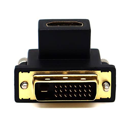 AWADUO HDMI to DVI 어댑터, DVI (24+ 5) Male to HDMI Female 90 도 Up 케이블 Gold-Plated 컨버터, 변환기 1080P 지원 PS4, TV 박스, Blu-ray, 프로젝터, HDTV