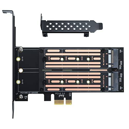 MZHOU 듀얼 M.2 PCIE 3.0 어댑터 SATA or PCIE NVMe SSD, M.2 SSD NVME (M 키) and SATA (B 키) 22110 2280 2260 2242 2230 to PCI-e x 1 Host 컨트롤러 확장 카드 로우 프로파일 브라켓