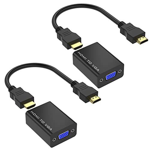 HDMI to VGA 2 팩, Yinker HDMI to VGA 어댑터 Gold-Plated Male to Female, Separable 컨버터, 변환기 복제 Extend 스크린 컴퓨터 데스크탑, 모니터, 프로젝터, HDTV, 크롬북...