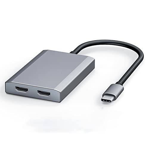 USB C to 듀얼 모니터 MST 어댑터 맥북 M1/ M2, HBAVLINK 듀얼 모니터 어댑터 Extended 디스플레이 듀얼 4K@30Hz, USBC to 듀얼 HDMI 어댑터 듀얼 모니터, 썬더볼트 C 어댑터 맥OS Winos