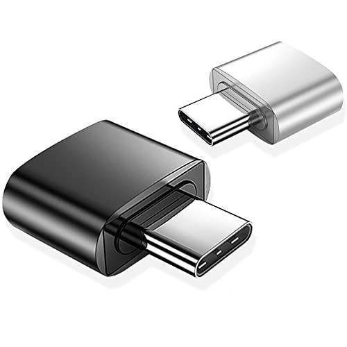 USB C to USB 어댑터 (팩 of 2), USB C OTG 어댑터, 타입 C to USB-A 컨버터, 변환기, 호환가능한 맥북, Type-C 휴대폰, 태블릿 and More, 블랙 and 실버
