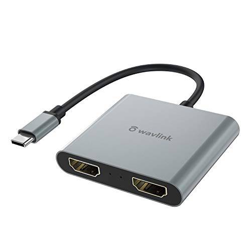 WAVLINK USB-C to 듀얼 4K HDMI 어댑터, 지원 싱글 4K@60Hz and 듀얼 4K@30Hz, New 맥북, 서피스 북 2/ 프로 7/ 고, XPS 13/ 15 and More (DP 얼터네이트 모드 Required)Compatible 썬더볼트 3