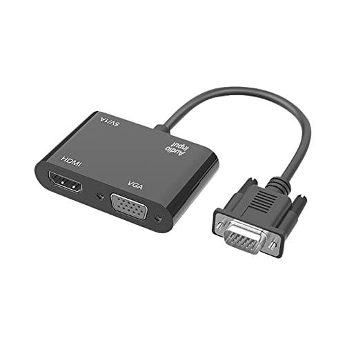 Zingther 액티브 VGA 분배기 to HDMI/ VGA/ 3.5mm AUX 스테레오 오디오, 비디오 컨버터, 변환기, VGA to HDMI 어댑터, 마이크로 USB 파워 케이블 and 3.5mm 오디오 케이블 포함
