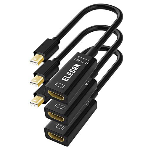 미니디스플레이포트, 미니 DP to HDMI 어댑터 케이블 3 팩, Elecan 4K@30Hz 2K@60Hz 1080P Gold-Plated 미니 DP PC to HDMI 모니터 Converter(Uni-Directional& Male to Female), 호환가능한 HP Nvidia& More