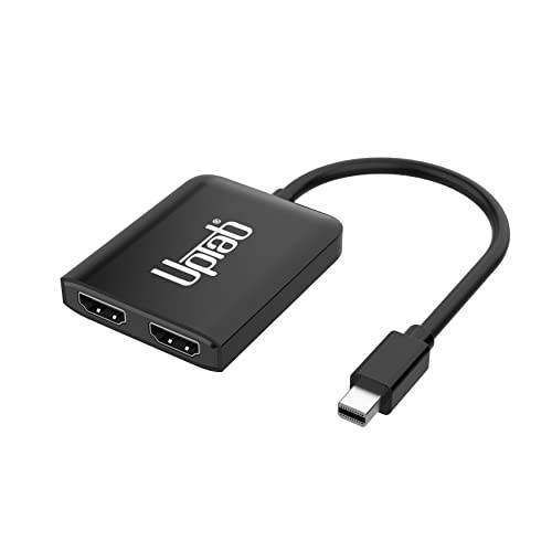 UPTab 미니디스플레이포트, 미니 DP to 듀얼 HDMI 4K 60Hz 어댑터 멀티 모니터 분배기, 컨버터, 변환기 Multi-Stream 수송 (MST) 허브, DP to 2X HDMI 2.0 ( 미니디스플레이포트, 미니 DP to 듀얼 HDMI)