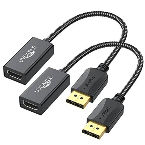 DisplayPort,DP to HDMI 어댑터, 2-Pack, 디스플레이 포트 DP to HDMI 어댑터 케이블 Male to Female 컴퓨터, 모니터, 프로젝터, TV, Nvidia, AMD& More