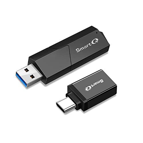 SmartQ C307 USB 3.0 SD 카드 리더, 리더기 SD, SDXC, 마이크로SD, microSDXC, USB C to USB A 어댑터, USB 3.0 울트라 스피드 USB A to USB C 어댑터, Work 스마트폰 and Most USB C 디바이스 (USB-A to USB- C)