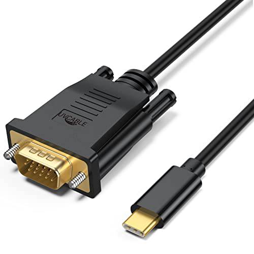 USB C to VGA 케이블 3ft, UV-CABLE USB Type-C to VGA Male 케이블 어댑터 [썬더볼트 3] 호환가능한 컨버터, 변환기 foriMac, 맥북 프로, 맥북 에어, 서피스 북 2, 크롬북 and More and More