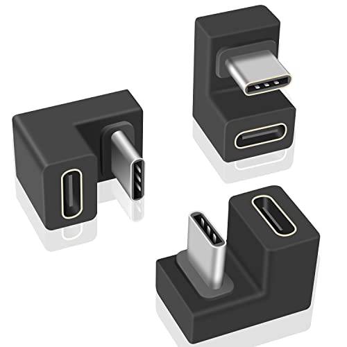 Poyiccot USB C U 쉐입 어댑터, (3Pack ) USB C 180 도 앵글드 USB C to USB C 연장 어댑터, 10Gbps USB C 컨버터, 변환기 커넥터 (Type-C 3.1 세대 2) 휴대용 폰, 노트북, PC,  닌텐도스위치