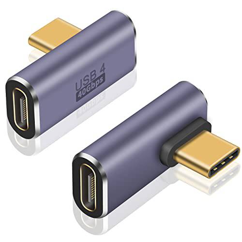 Poyiccot USB C 직각 어댑터 USB 4 케이블, 40Gbps USB 4 케이블 어댑터, 90 도 USB C 어댑터 지원 8K@60Hz 비디오 디스플레이 100W PD Thunderbort 4/ 3, USB C, 허브, 탈부착, 태블릿, 태블릿PC, 2pack