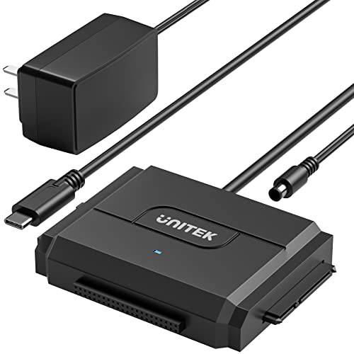 IDE/ SATA to USB C 3.0 어댑터, Unitek 범용 IDE 하드디스크 Little 삼각대 프로 컨버터, 변환기 2.5/ 3.5 인치 IDE and SATA 외장 HDD/ SSD, 지원 10TB