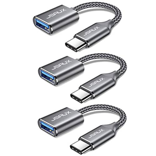 USB C to USB 어댑터 [3 팩], JSAUX USB 타입 C Male to USB 3.0 Female OTG 어댑터, 호환가능한 디바이스 has USB C Ports-Grey