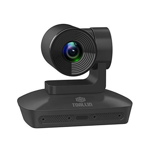 TOALLIN 1080P 풀 HD PTZ 회의 방 카메라, 4 Built-in 디지털 마이크, 음성 Auto-Tracking, 10X 광학 줌 비디오 회의 카메라, PTZ 회의 웹캠 사무용 미팅