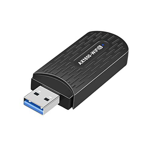 USB 와이파이 6 어댑터 AX1800Mbps USB3.0 듀얼밴드 2.4GHz/ 574Mbps and 5GHz/ 1201Mbps 고속 무선랜카드 PC 노트북 데스크탑, 지원 Win 7/ 10/ 11