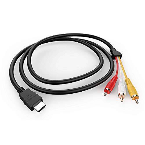 HDMI to RCA 케이블, TIEDXIOY 1080P 5ft/ 1.5m HDMI Male to 3-RCA Male 비디오 오디오 AV 케이블 커넥터 어댑터 송신기 HDTV