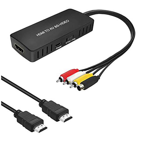 HDMI to AV and S-Video 컨버터, 변환기 HDMI to 오디오비디오, AV 컨버터, 변환기 HDMI to RCA 어댑터 Svideo 케이블 지원 720P/ 1080p Roku/ 엑스박스/ STB/ VCR/ Blu-ray/ DVD/ PS3/ 노트북/ TV/ 프로젝터 etc