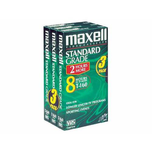 Maxell 213030 스탠다드 등급 VHS Videotape 카세트, T160, 3/ 팩
