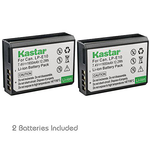 Kastar 배터리 (2-Pack) for 캐논 LP-E10, LC-E10 Work with 캐논 EOS Rebel T5, EOS Rebel T3, EOS Kiss X50, EOS Kiss X70, EOS 1200D, EOS 1100D DSLR 카메라