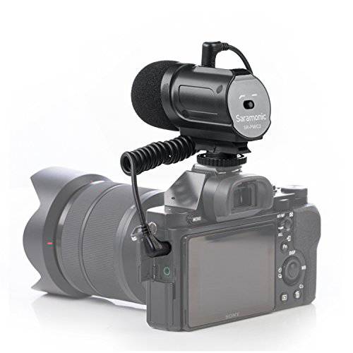 Saramonic SR-PMIC2 미니 스테레오 콘덴서 마이크,마이크로폰 with Integrated Shockmount, Low-Cut 필터& Battery-Free 작동 for DSLR 카메라&  캠코더, 8