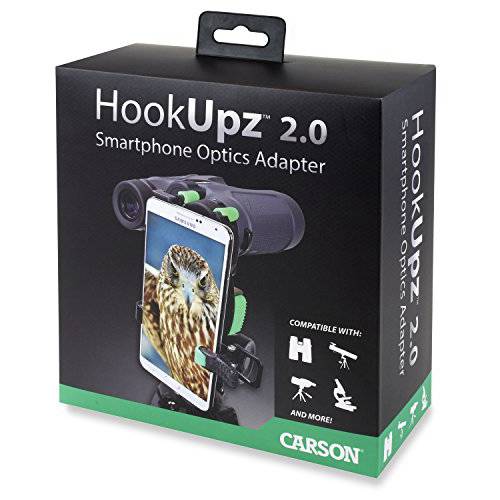 Carson HookUpz 2.0 범용 스마트폰 Optics 디지스코핑 어댑터 쌍안경, 스포팅 스코프, 망원경, 현미경, 단안경 and More (IS-200), 블랙