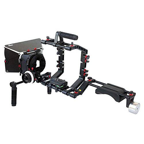 FILMCITY DSLR 카메라 케이지 어깨 마운트 Rig Kit (FC-03) with 팔로우 초점&  매트 박스 | 어깨 스테빌라이저 지지,보호 for 영상 DV 카메라코더 HD DSLR | 베스트 저렴한 Kit