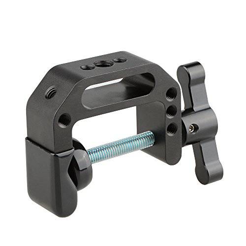 CAMVATE C-Clamp with 1/ 4 and 3/ 8 스레드 Hole for 카메라 Monitor(Black T-Handle)