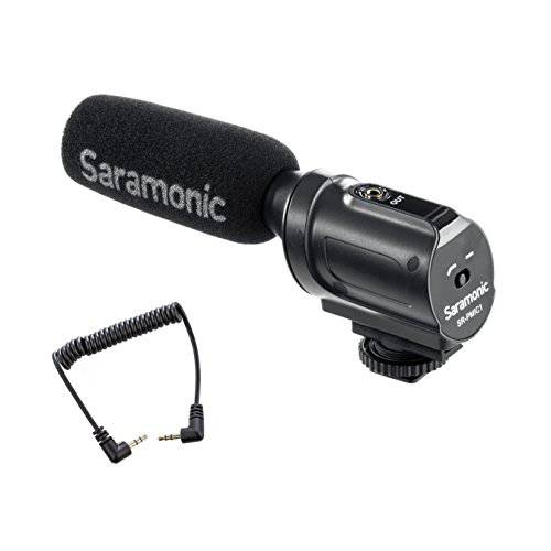 Saramonic SR-PMIC1 Super-Cardioid 단방향 콘덴서 마이크,마이크로폰 with Integrated Shockmount, Low-Cut 필터& Battery-Free 작동 for DSLR 카메라&  캠코더