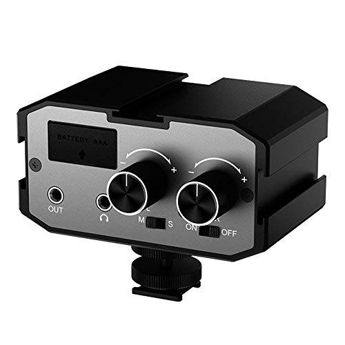 코미카 CVM-AX1 오디오 믹서,휘핑기 어댑터 범용 이중 채널 3.5mm Port 카메라 믹서,휘핑기 for 캐논 Nikon 소니 파나소닉 DSLR 카메라 카메라코더 (Support Real-time Monitoring)