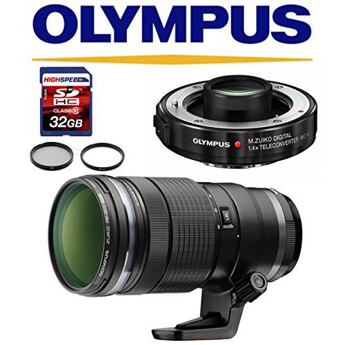 Olympus M 40-150mm f/ 2.8 호환가능 프로 렌즈 (Black) w/ Olympus MC-14 1.4X Teleconverter, Filters, 32GB