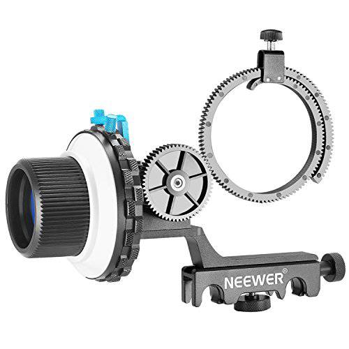 Neewer A-B Stop 팔로우 포커스 with 퀵 릴리즈 and Gear 링 벨트 마운트 for DSLR 카메라 Camcorder, Fits 숄더 Supports, Stabilizers, 무비 Rigs, 모든 15mm Rod 마운트