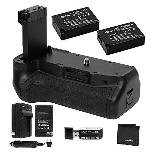 Ultrapro 배터리 그립 번들,묶음 For 캐논 Rebel T7i, EOS 77D, 800D: Includes 교체용 Grip, 2-Pk LP-E17 Long-Life Batteries, Charger, UltraPro 악세사리 번들,묶음