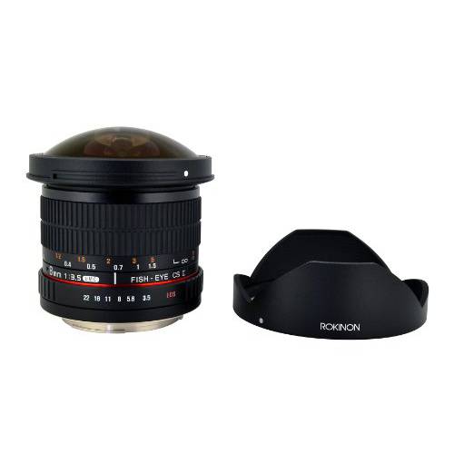 Rokinon 8mm f3.5 AS IF MC CSII DH 어안 렌즈 with 탈부착가능 후드 for 올림푸스 and 파나소닉 미니 4/ 3 (MFT) 마운트 디지털 카메라 (HD8M-MFT)