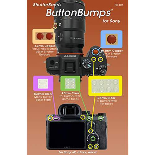 ShutterBands ButtonBumps for 소니 E-Mount (fits 소니 a9, a7RIII, a7III, a7RII, a7SII, a7II, a7, a7R, a7S, a6500, a6300, a6000, a5000, NEX Series)