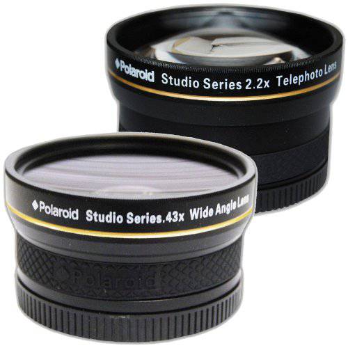 Polaroid 스튜디오 Series 52/ 55/ 58mm .43x HD 와이드 앵글 렌즈 With Macro 부착+  Polaroid 스튜디오 Series 2.2X HD 망원 렌즈 여행용 Kit