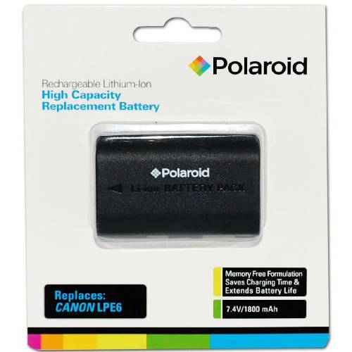 Polaroid 고 용량 캐논 LPE6 충전식 리튬 교체용 배터리 (Compatible With: 캐논 EOS 5D Mark II, 7D, 60D)