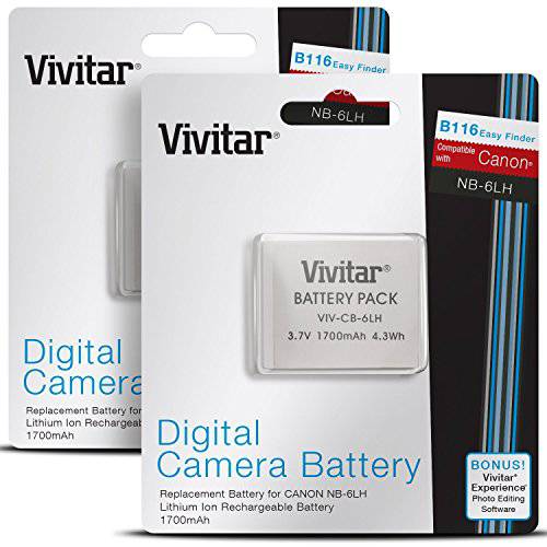 2 팩 Vivitar NB-6L NB-6LH 배터리 캐논 PowerShot 카메라 for