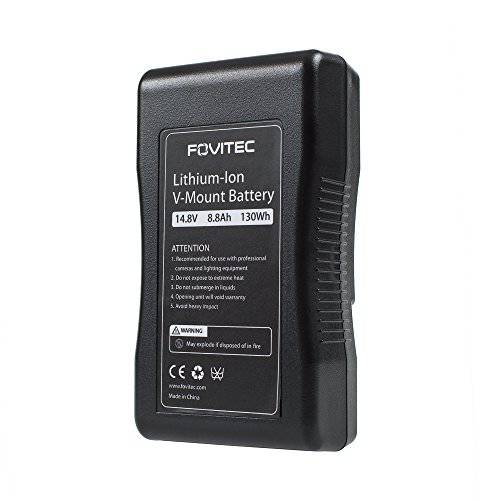 Fovitec - 1x V-Mount 충전식 Li-Ion 배터리 - [  포토& Video][V-Lock][Built-in 충전 Indicator][Compatible w/ Fovitec LEDs][130 WH/ 8800 mAh]