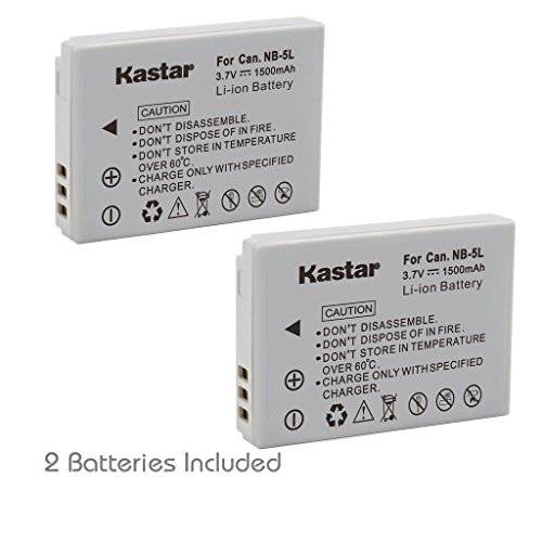 Kastar NB-5L 배터리 (2-Pack) for 캐논 PowerShot S100, S110, SD700, SD790, SD800, SD850, SD870 is, SD880 is, SD890 is, SD900 is, SD950 is, SD970 is, SD990 is, SX200 is, SX210 is, SX220 is, SX230 HS