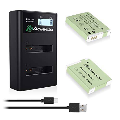 Powerextra 2 Pack 교체용 캐논 NB-6LH 배터리 and 스마트 LCD 디스플레이 이중 USB 충전 for 캐논 NB-6L and Powershot S120, SX510 HS, SX280 HS, SX500 IS, SX700, D20, S90, D30, ELPH 500, SX270, SX240