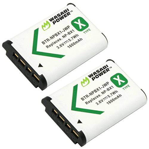 Wasabi 파워 NP-BX1 배터리 (2-Pack) for 소니 NP-BX1/ M8, Cyber-Shot DSC-HX80, HX90V, HX95, HX99, HX350, RX1, RX1R II, RX100 (II/ III/ IV/ V/ VA/ VI/ VII), FDR-X3000, HDR-AS50, AS300, ZV-1 and More