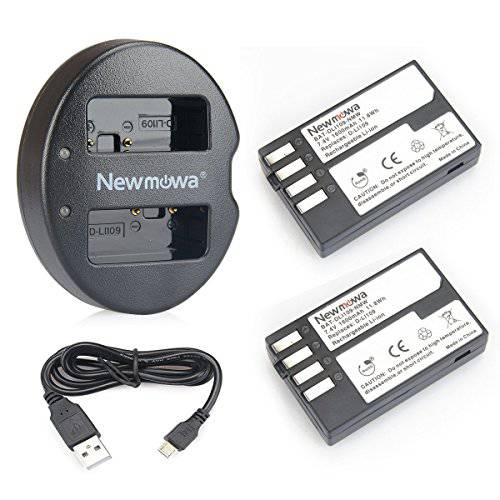 Newmowa D-Li109 교체용 배터리 (2-Pack) and 이중 USB 충전 for Pentax D-LI109 and Pentax K-r, K-30, K-50, K-500