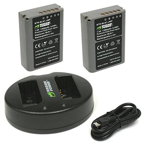 Wasabi 파워 배터리 (2-Pack) and 이중 USB 충전 for 올림푸스 BLN-1, BCN-1 and 올림푸스 OM-D E-M1, E-M5, 펜 E-P5