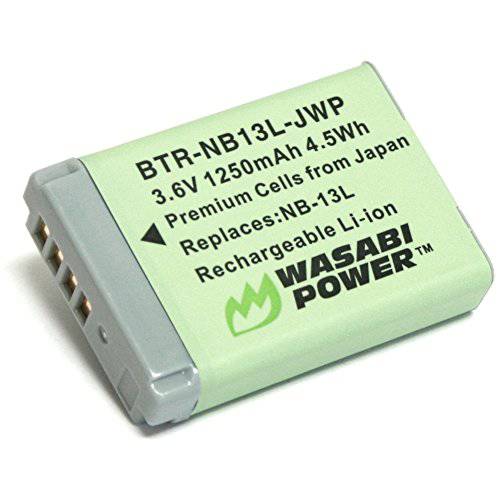 Wasabi 파워 NB-13L 배터리 for 캐논 PowerShot G1 XMark III, G5 X, G7 X, G7 XMark II, G9 X, G9 X Mark II, SX620 HS, SX720 HS, SX730 HS, SX740 HS