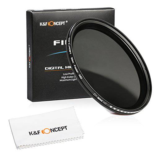 55mm 필터, K& F Concept 55mm 슬림 HD Milti-Coated 가변 편광판 페이더 ND 중성 농도 조절가능 ND2 to ND400 렌즈 필터 for 디지털 카메라+  청소 Cloth