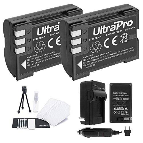 BLM-1 배터리 2-Pack 번들,묶음 with 래피드 여행용 충전 and UltraPro 악세사리 Kit for 올림푸스 카메라 Including E-300, E-330, E-500, E-510, E-510, and E-520