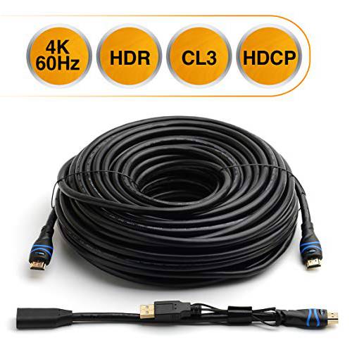 BlueRigger 4K HDMI 케이블 with Signal 부스터 - 35 피트 - 지원 4K 60Hz, 4K 30Hz, 1080p - CL3 Rated