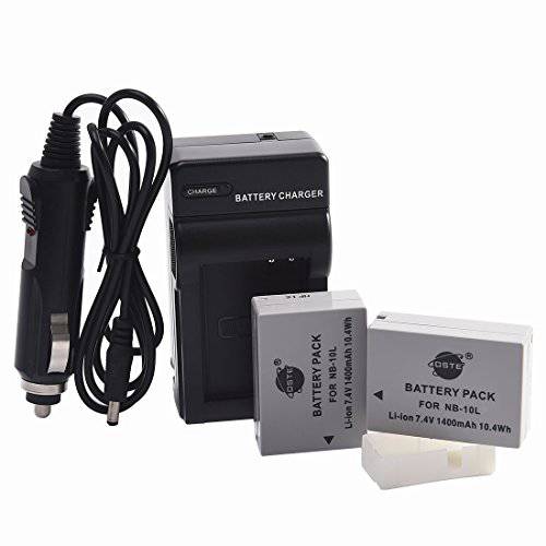 DSTE 2x NB-10L 배터리+ DC123 여행용 and 차량용 충전 어댑터 for 캐논 PowerShot G1 X G3 X G15 G16 SX40 SX50 SX60 HS 디지털 카메라 as NB10L